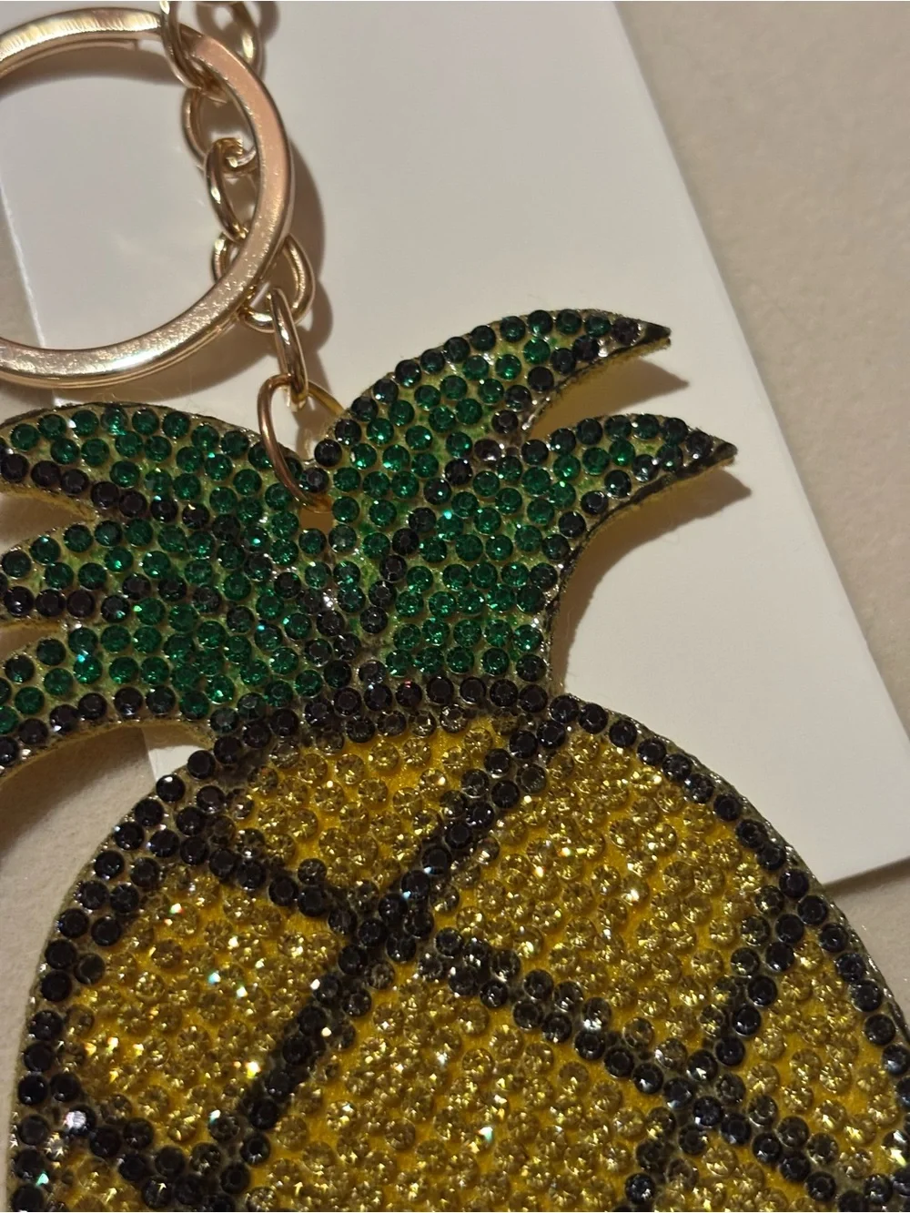 Sparkly Pineapple Keychain Charm in Yellow & Green